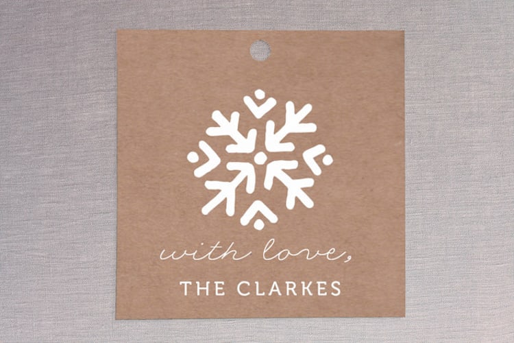 "Snowflake Squares" - Gift Tags in Kraft by Kelly Nasuta - Front