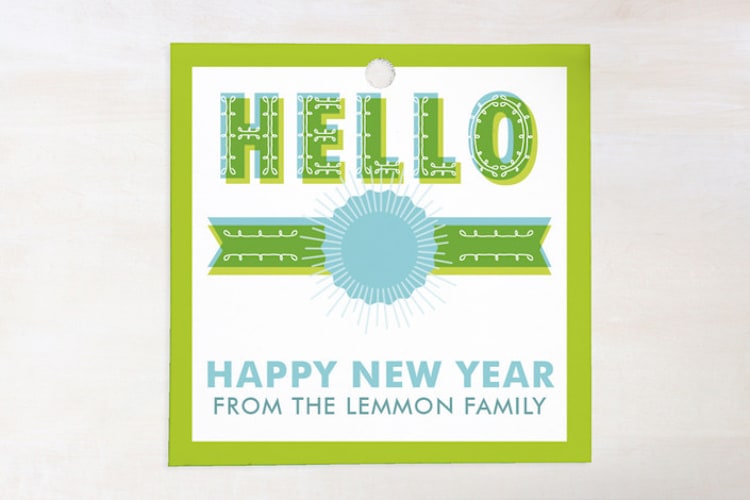 "Big Hello" - Gift Tags in Limeade by Susie Allen - Front