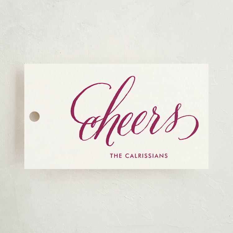 "script & stripes" - Gift Tags in Plum by Lauren Chism - Front