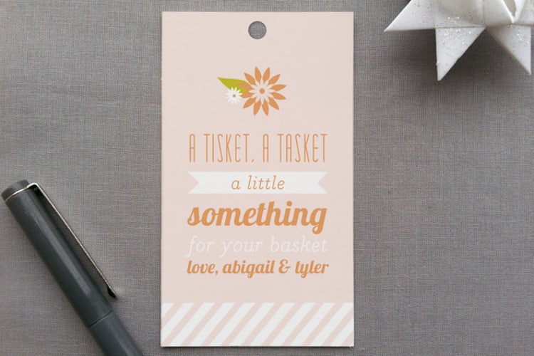 "Tisket a Tasket" - Gift Tags in Sherbet by Laura Hankins - Front
