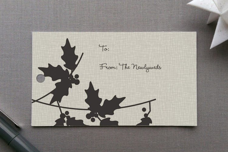 "Mistletoe" - Gift Tags in Dusty Pinecone by Marabou Design - Front
