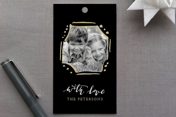 "Calligraphy Love" - Gift Tags in Coal by Iwona K - Front