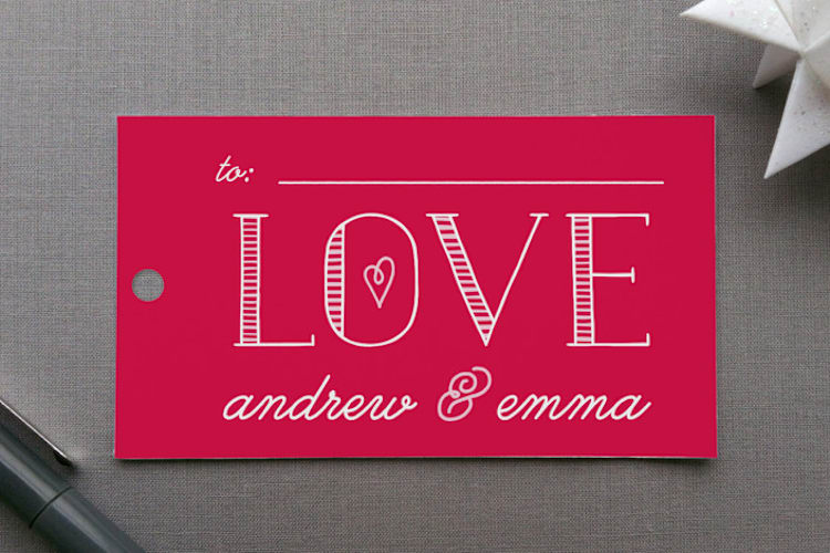 "Bold Love" - Gift Tags in Poppy by Christina Novak - Front