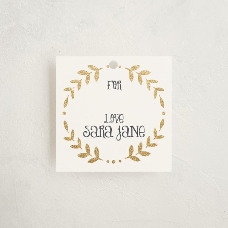 "Glittering Monogram" - Gift Tags in Champagne by Erin Deegan - Front
