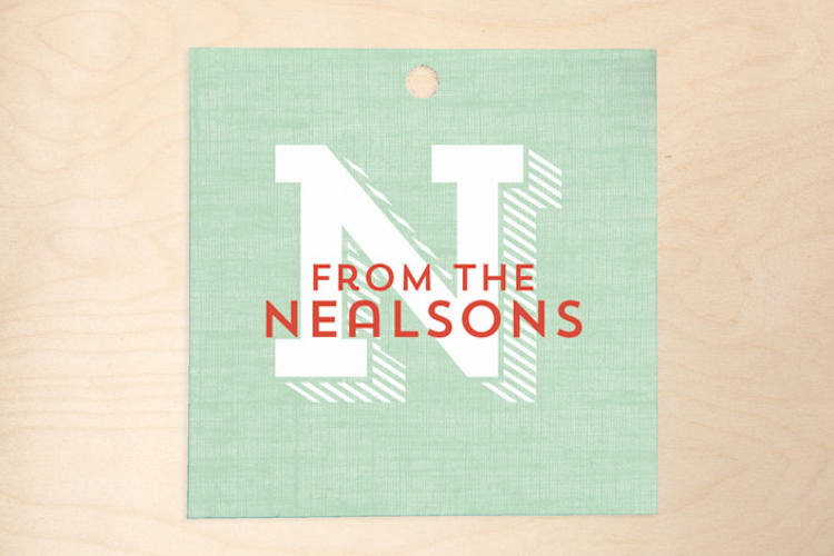 "Rustic Monogram" - Gift Tags in Mint by Keen Peachy - Front