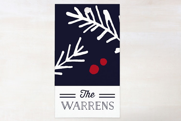 "Navy Pine" - Gift Tags in Navy by Kelly Nasuta - Front
