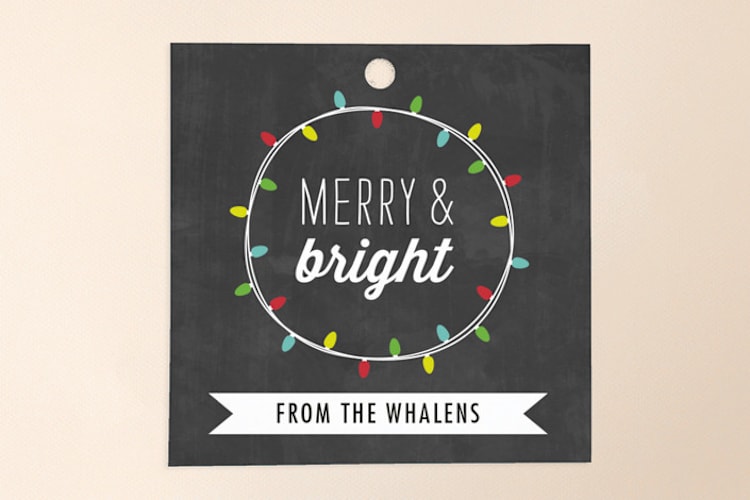"Bright Lights" - Gift Tags in Chalkboard by Dennis Smith - Front