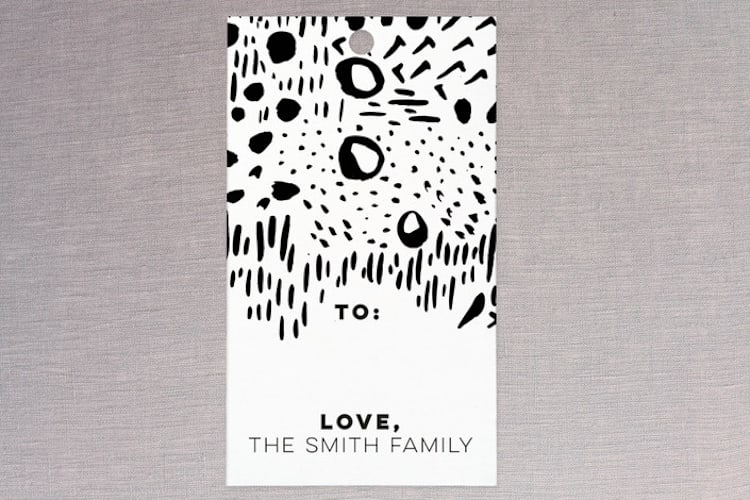 "Brush Strokes BW" - Gift Tags in Midnight by Christina Flowers - Front