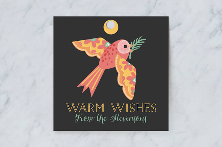 "Birds and Baubles" - Gift Tags in Pumpkin by Danielle Hartgers - Front