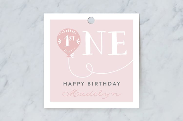 "Balloon" - Gift Tags in Cotton Candy by Dennis Smith - Front