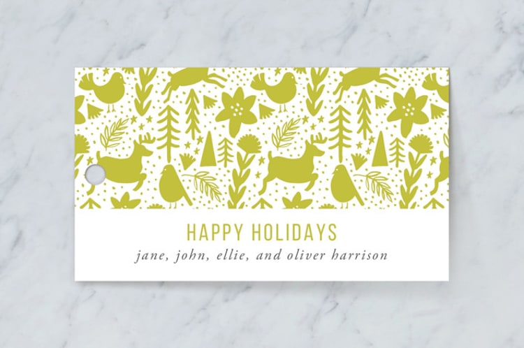 "Scandi Holiday" - Gift Tags in Artichoke by Beth Schneider - Front