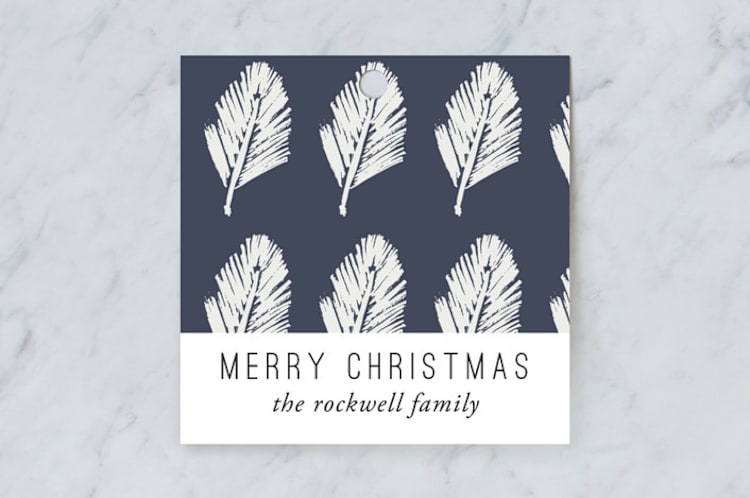 "Navy Pine" - Gift Tags in Navy by Beth Schneider - Front