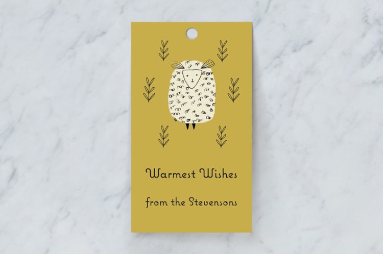 "Sweet Dreams 2 (Baa Baa Cream Sheep)" - Gift Tags in Maize by Jaqui Falkenheim - Front