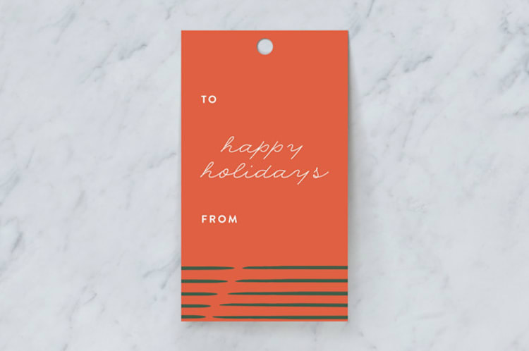 "Lines and Dots" - Gift Tags in Persimmon by Tanya Lee of Frooted Design - Front