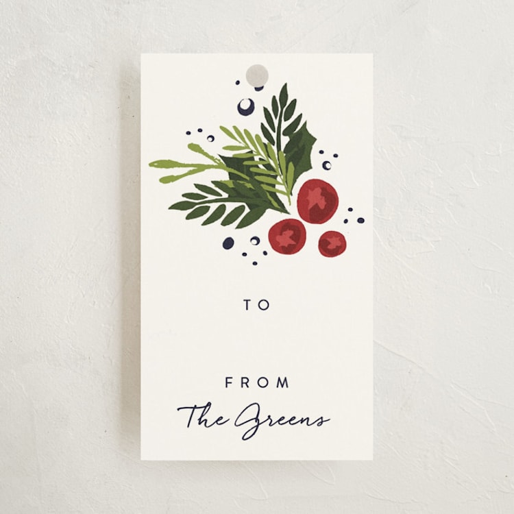 "Berries and Greens" - Gift Tags in Holly Berry by Amy Payne - Front