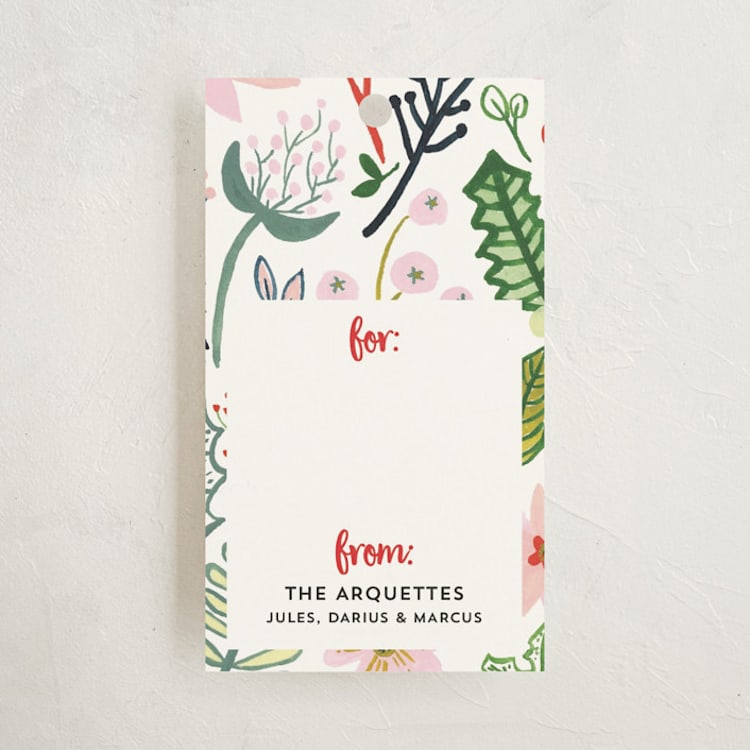 "Poinsettia Pretty In Pink" - Gift Tags in Winter Garden by Erika Firm - Front