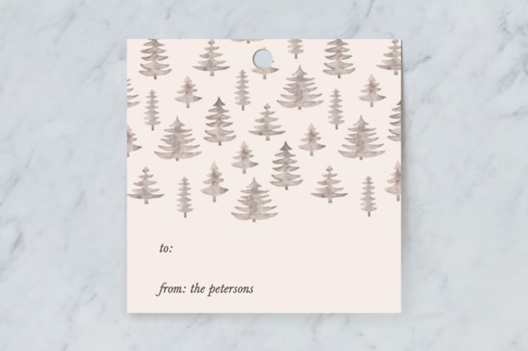 "Christmas Trees" - Gift Tags in Suede by Joyce Pinheiro - Front
