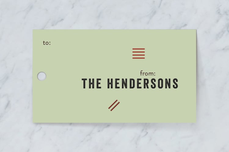 "Festive Hashmarks" - Gift Tags in Mint by Kimberly Young - Front
