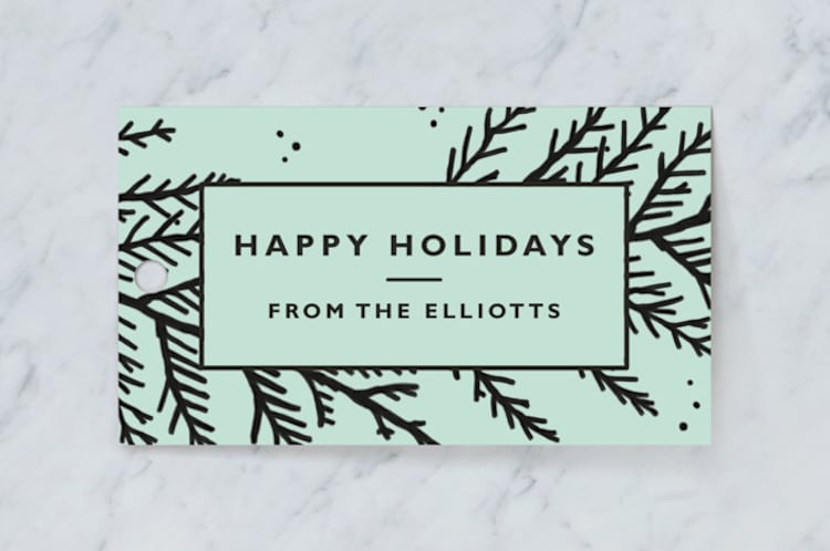 "Big Bold Christmas Branches" - Gift Tags in Minty by Kelsey Mucci - Front