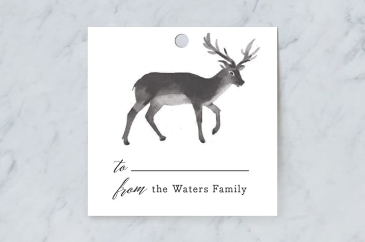 "Reindeer Feet" - Gift Tags in Charcoal by Rebecca Daublin - Front