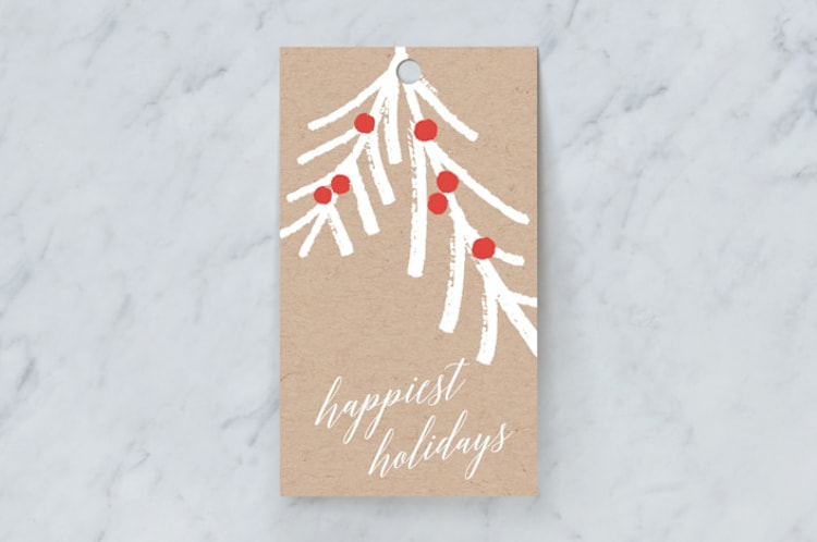 "Rustic Pine Branch" - Gift Tags in Kraft by Shirley Lin Schneider - Front