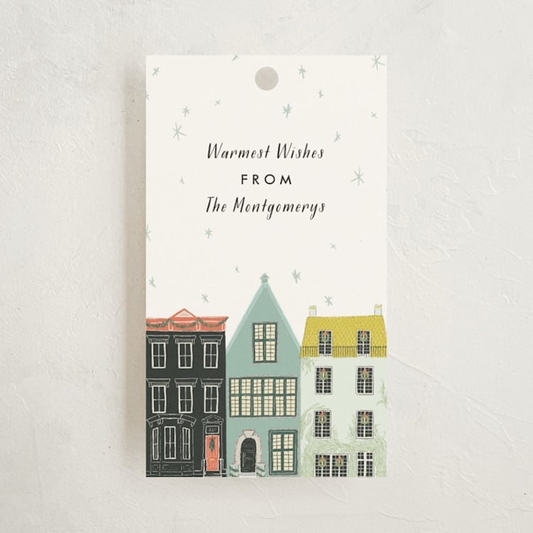 "Main Street" - Gift Tags in Snow by Julie Murray - Front