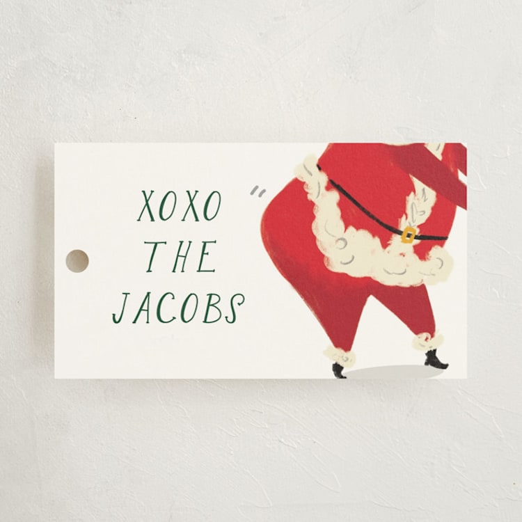 "Santa Knows How to Floss" - Gift Tags in Berry by Baumbirdy - Front