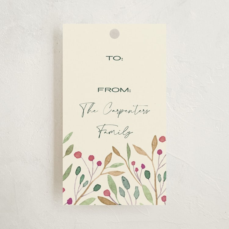 "Aesthetic Botanical Design with Autumn Leaves, and Berries" - Gift Tags in Buttercream by Angelica Venegas - Front