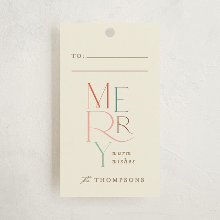"Merry Stack I" - Gift Tags in Eggnog by Ana Claudia Sharpe - Front