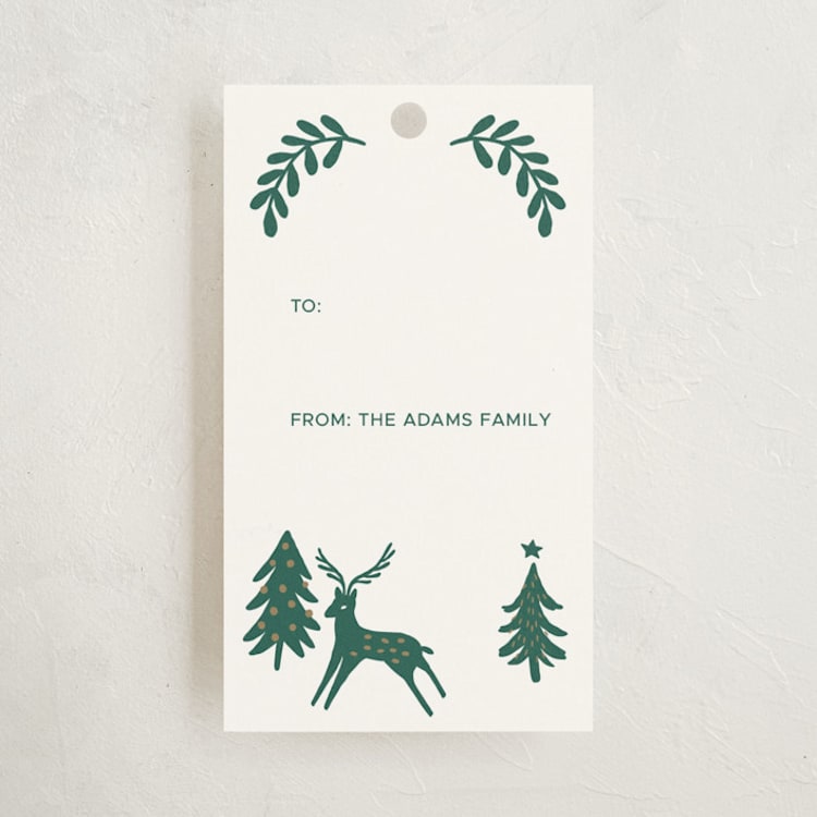 "Holiday Folk Pattern" - Gift Tags in Spruce by Pace Creative Design Studio - Front