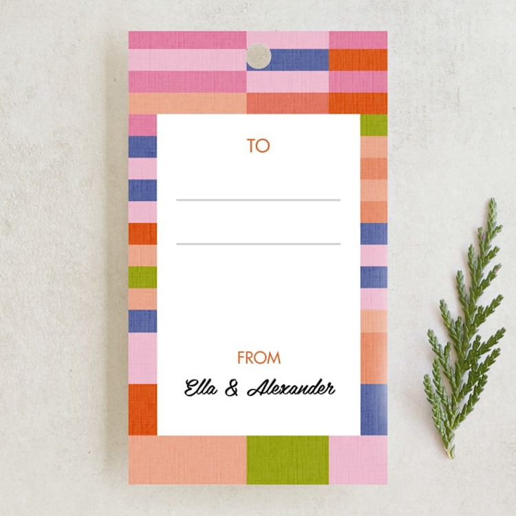 "COLOURFUL KILIM" - Gift Tags in Sunrise by Dominique Vari - Front