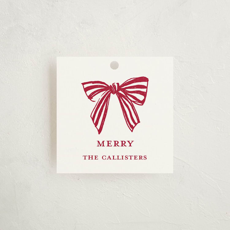 "Stamped with a Bow" - Gift Tags in Candy Cane by Mere Paper - Front