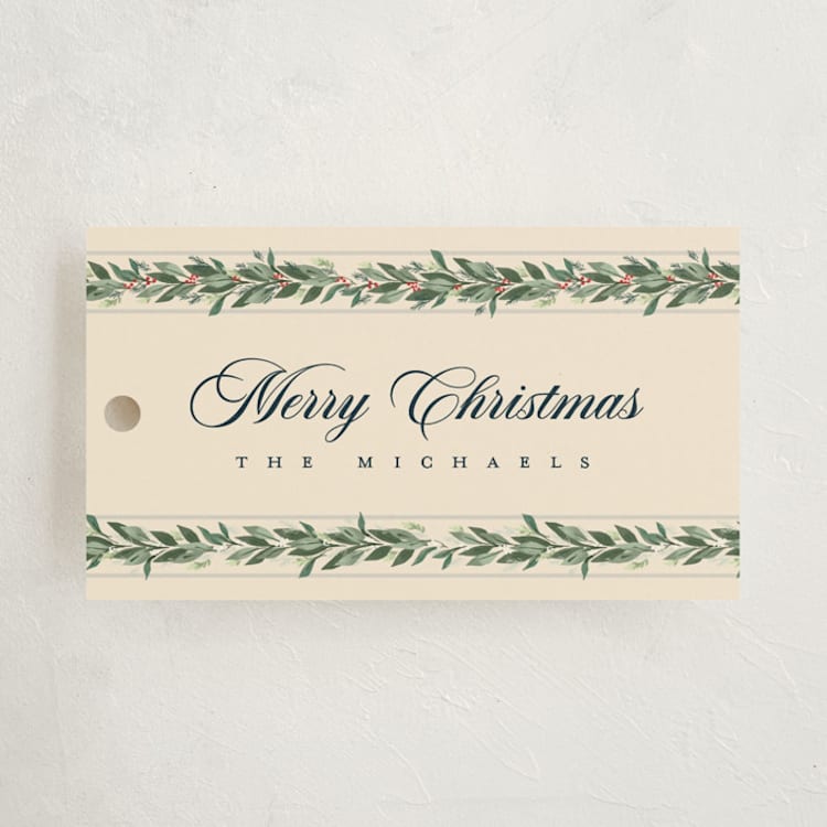"evergreen garlands" - Gift Tags in Eggnog by Rebecca Durflinger - Front