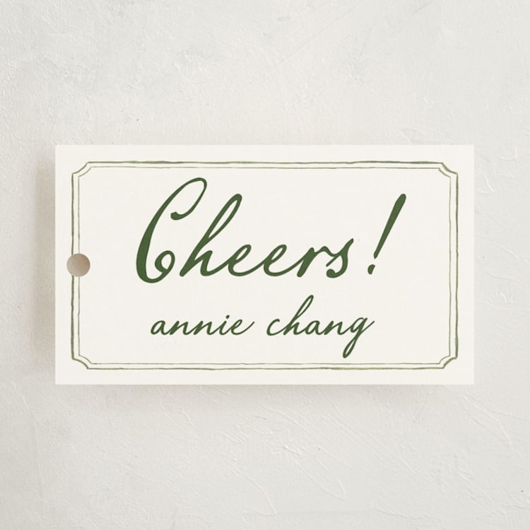 "Handwritten" - Gift Tags in Moss by Cass Loh - Front
