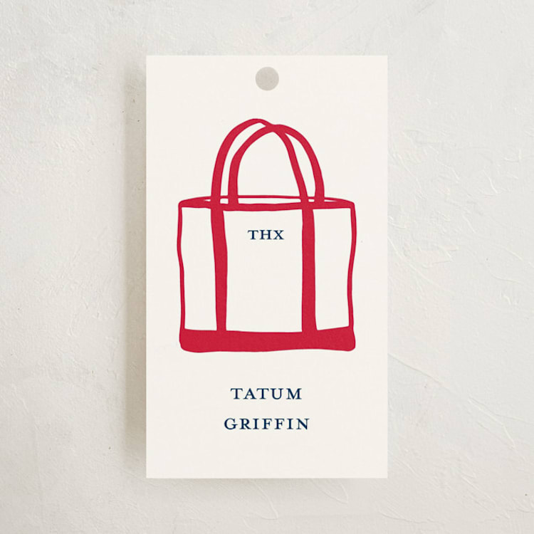 "Boat Tote" - Gift Tags in Lobster by Erika Firm - Front