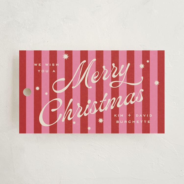 "Retro Candy Stripe" - Gift Tags in Ribbon Candy by Wildfield Paper Co - Front