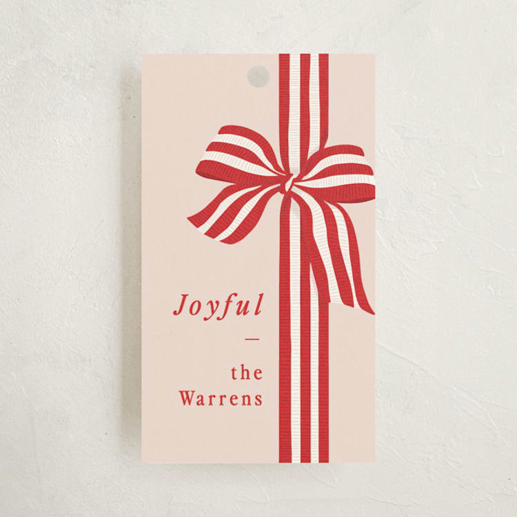 "ribbon wrapped" - Gift Tags in Poinsettia by Angela Marzuki - Front