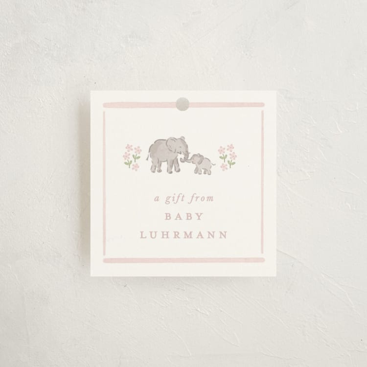 "Sweet Elephants" - Gift Tags in Melon by Corinne Malesic - Front