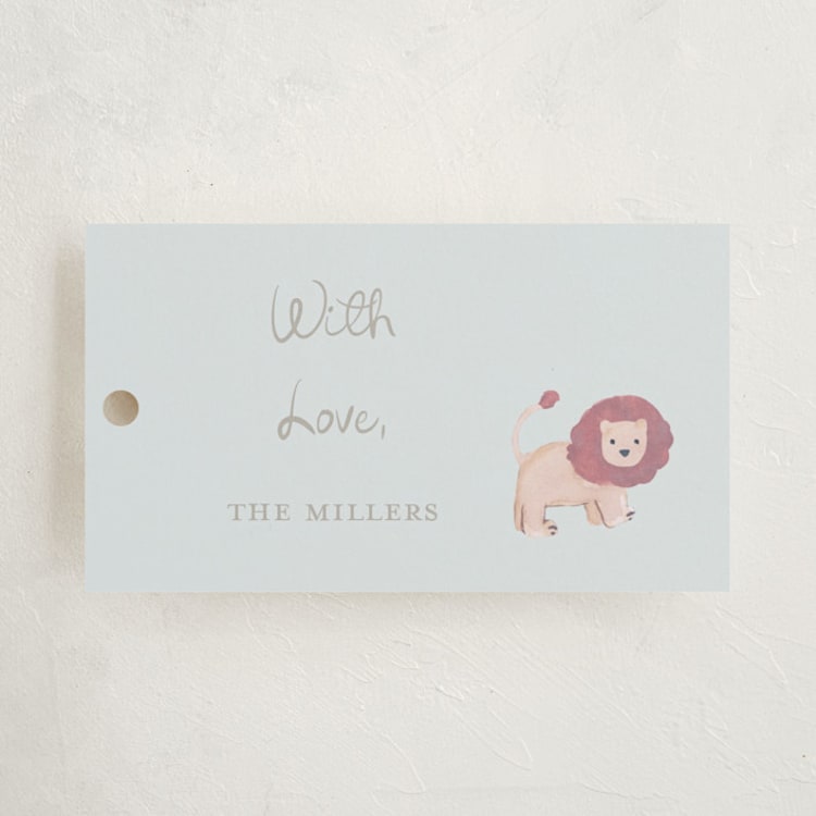 "Safari Friends" - Gift Tags in Sky by Teju Reval - Front