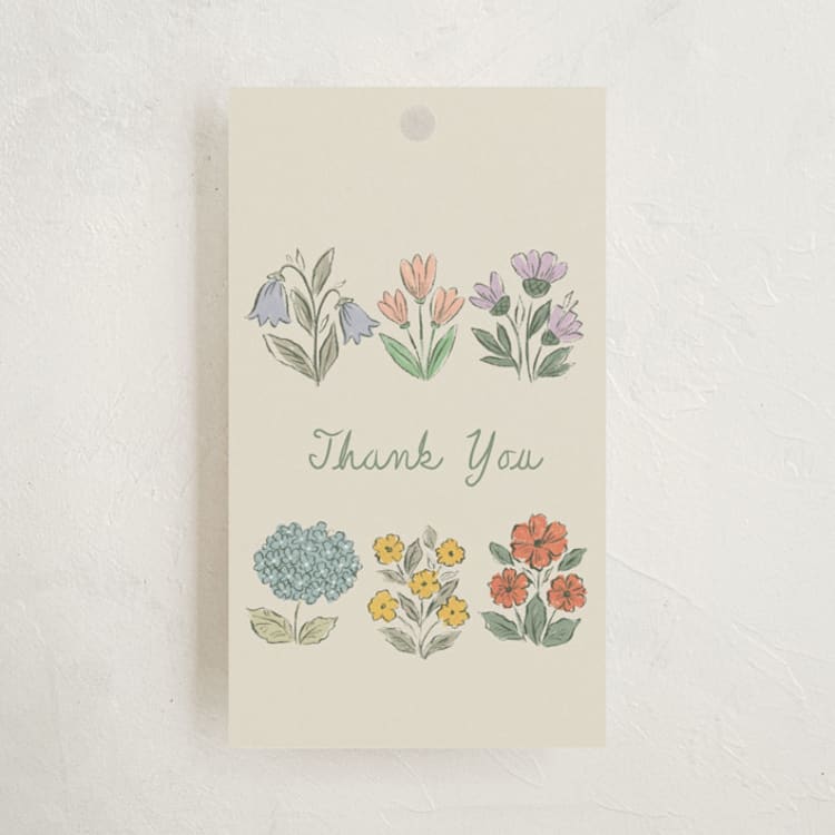 "Checkered flowers" - Gift Tags in Marshmallow by Hanna Symonovych - Front