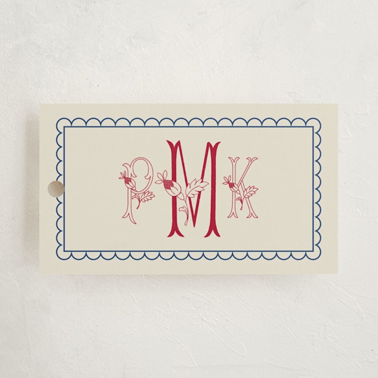 "Embroidery" - Gift Tags in Berry by Heather Schertzer - Front