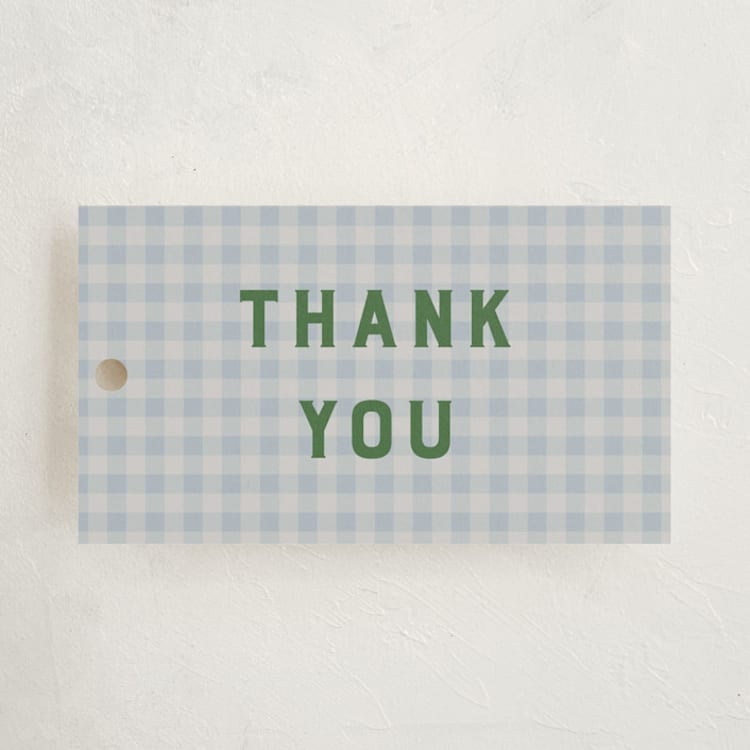 "Modern Gingham" - Gift Tags in Sky by Studio Suku - Front