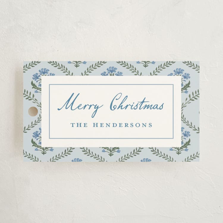 "Festive Trellis" - Gift Tags in Wintermint by Teju Reval - Front
