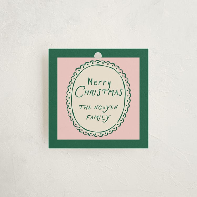"Doodle Frame Playful Classic" - Gift Tags in Evergreen by Design Lotus - Front