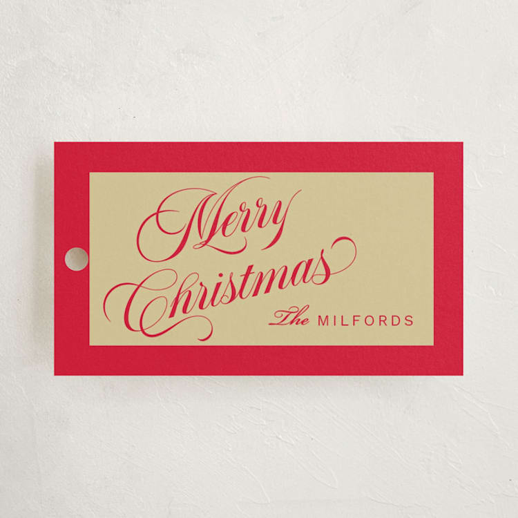 "Holiday Cheer" - Gift Tags in Crimson by Jen Ramsey - Front