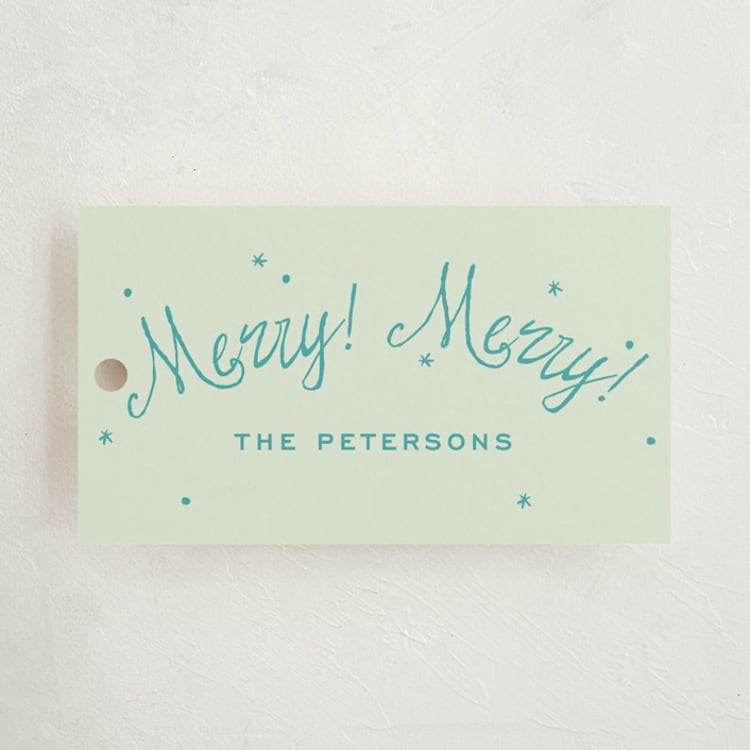 "Bon Bon" - Gift Tags in Turquoise by Megan Davis - Front