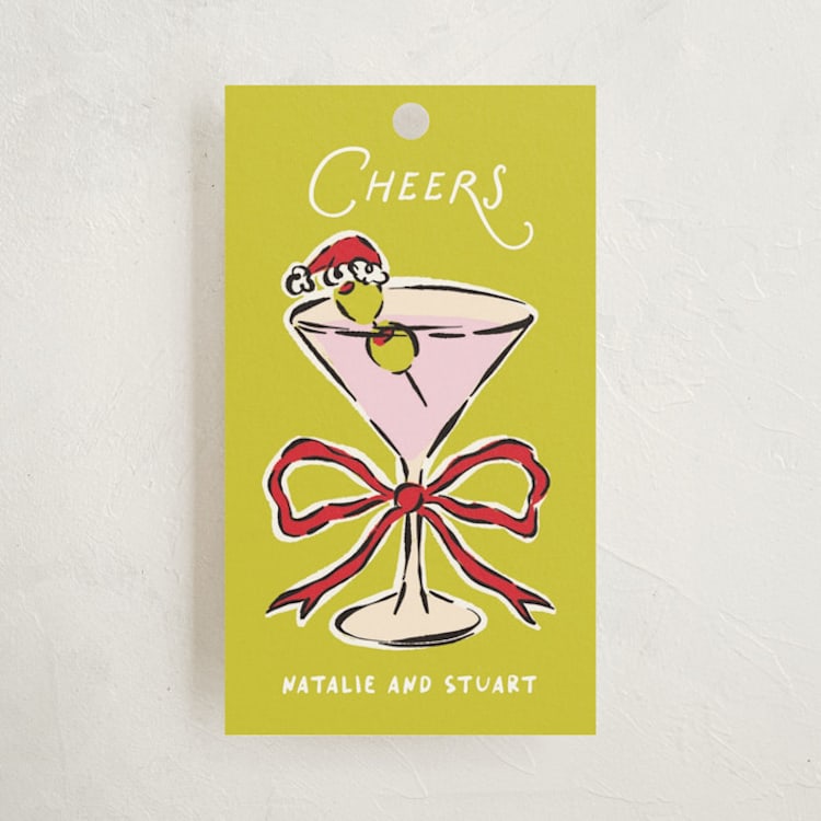 "Tini" - Gift Tags in Chartreuse by Claudia Orengo - Front
