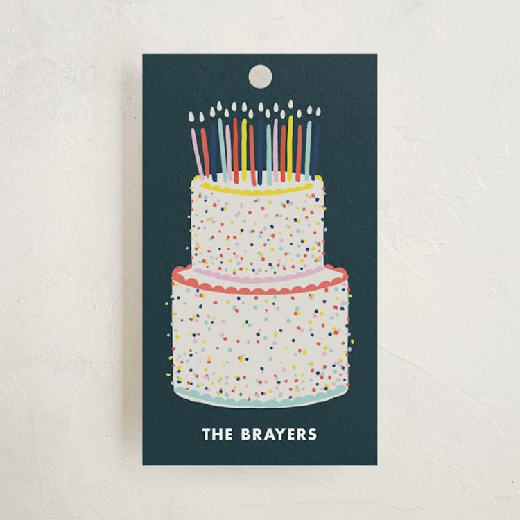 "Happy Birthday Cake" - Gift Tags in Midnight by Menci Zaga - Front