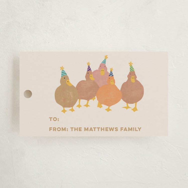 "Ducking Good Birthday" - Gift Tags in Almond by Kristen Knechtel - Front
