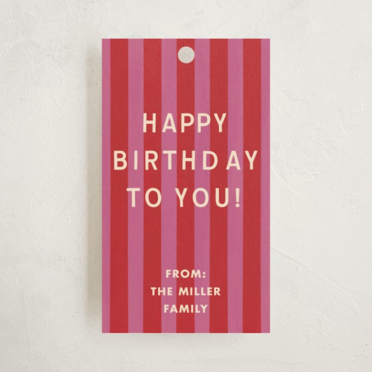 "Birthday Stripes" - Gift Tags in Cherry by Ani Somi - Front